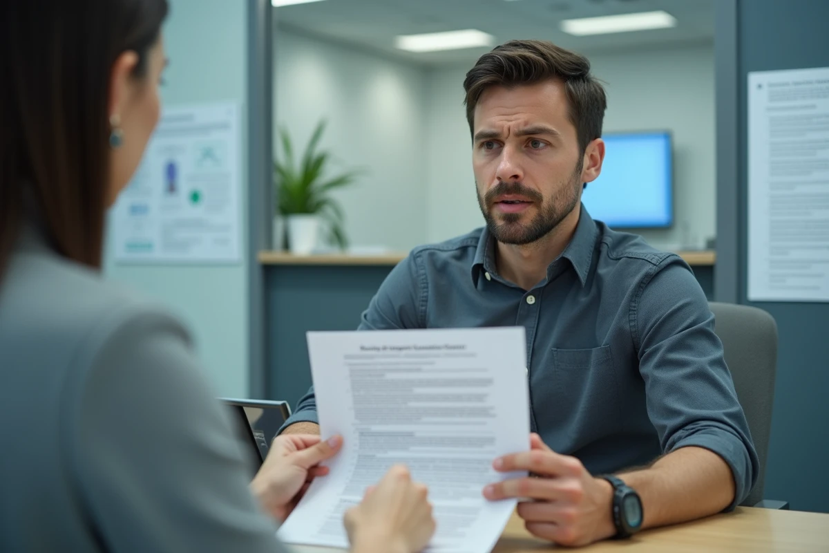 Employé recevant des conseils sur l'envoi du dossier CSP à Pôle emploi